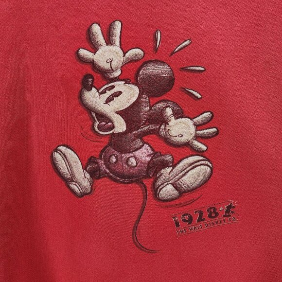Vintage The Disney Store Adult XXL Sweatshirt Mickey Mouse 1928 Red Graphic - Picture 3 of 14